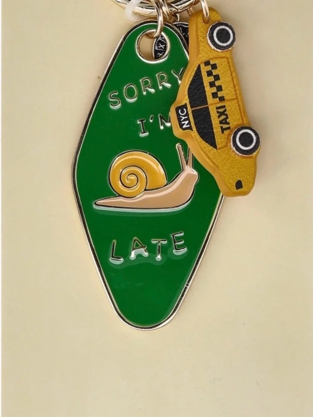 Sorry I'm Late Green / Taxi NYC Snail Keychain